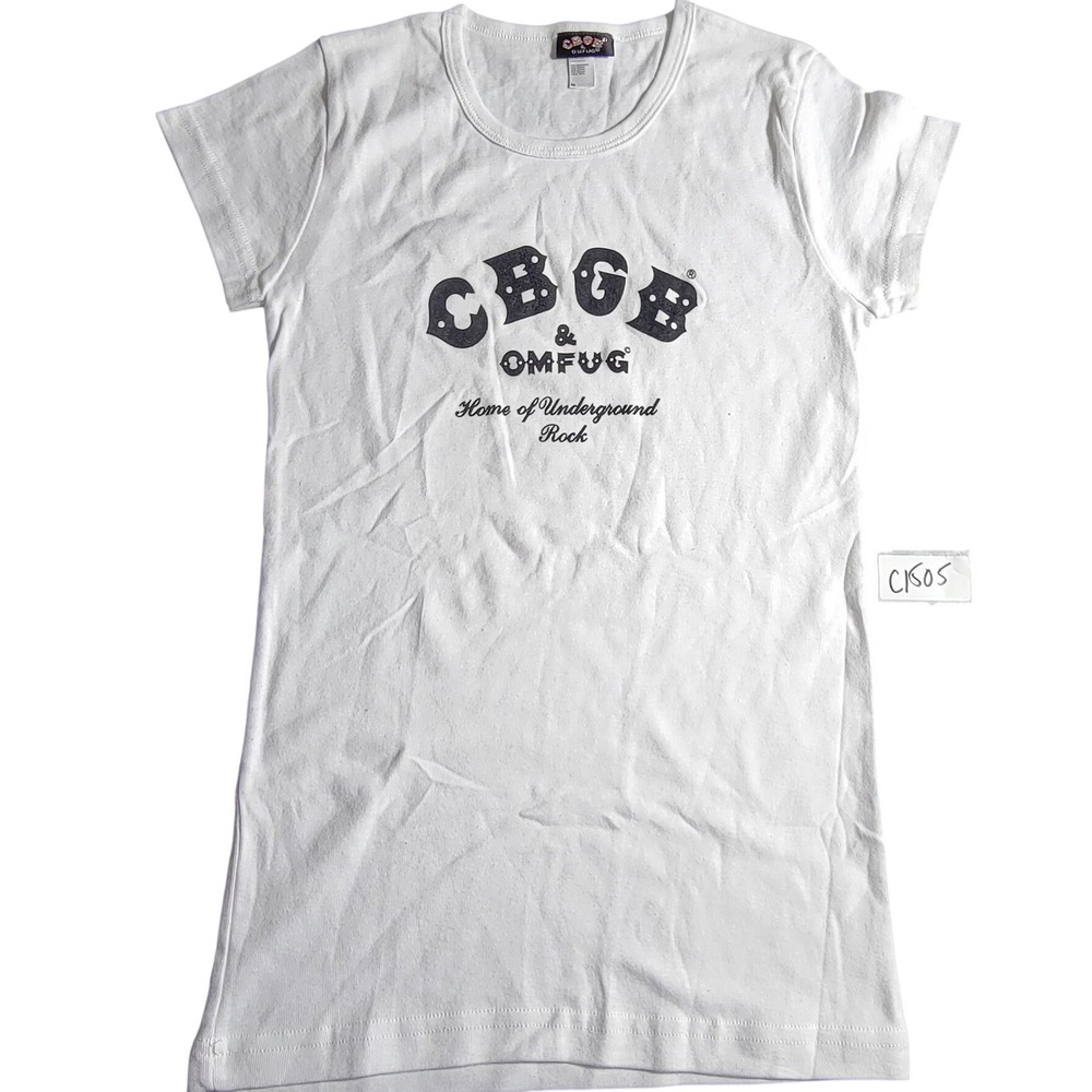 CBGB OMFUG Home of Underground Rock White Graphic Tee Shirt Womens Medium